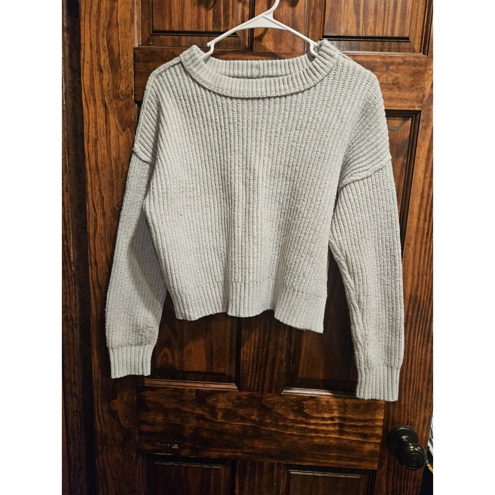 American Eagle Women XS Vintage Knit Gray Sweater Y2k Thick Warm Pullover